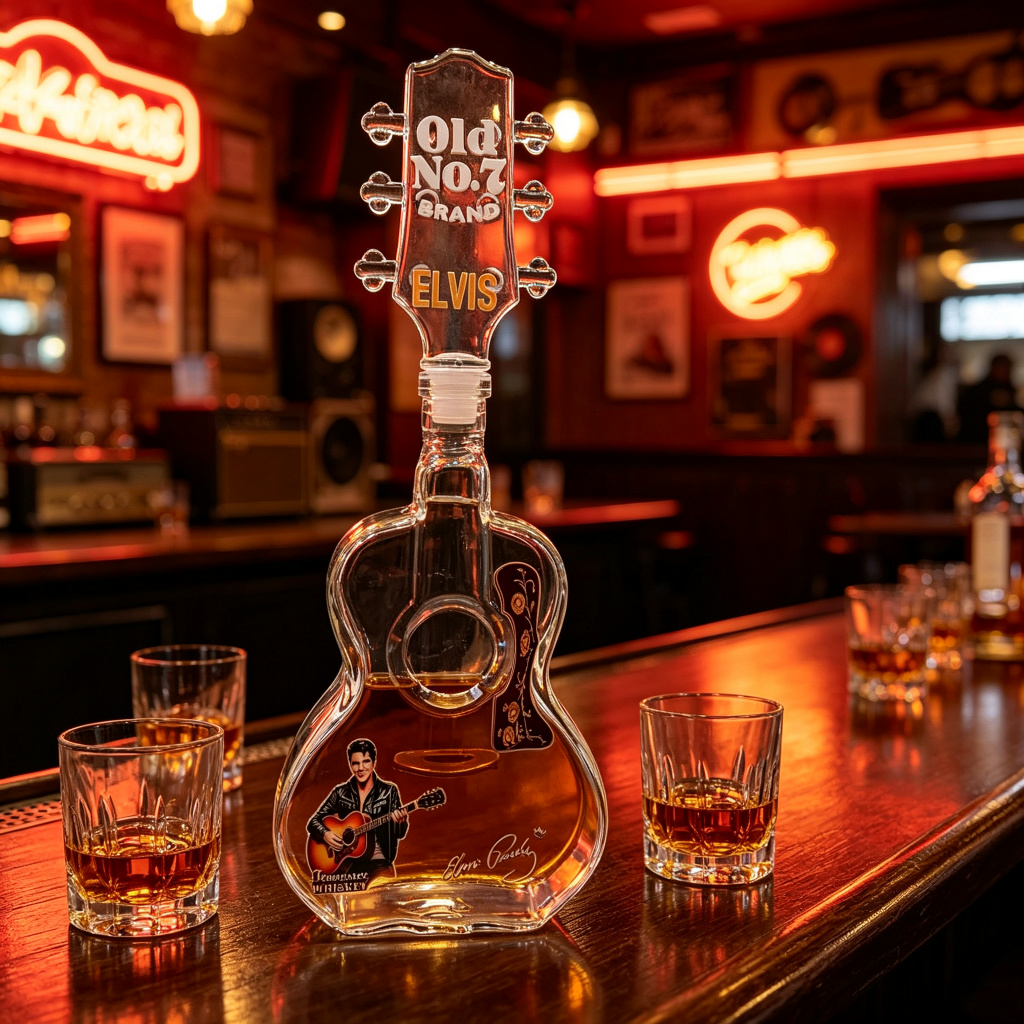 Vintage Collectible Glass - Elvis Presley Guitar Shaped Glass Whiskey