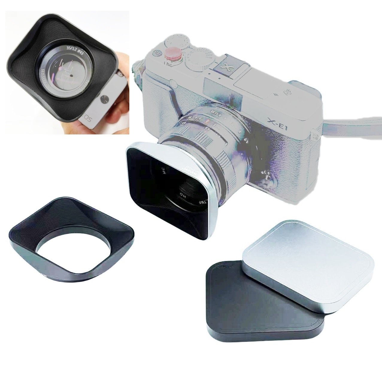 Lens Cap Vintage - Camera Vintage Style Metal Square Lens