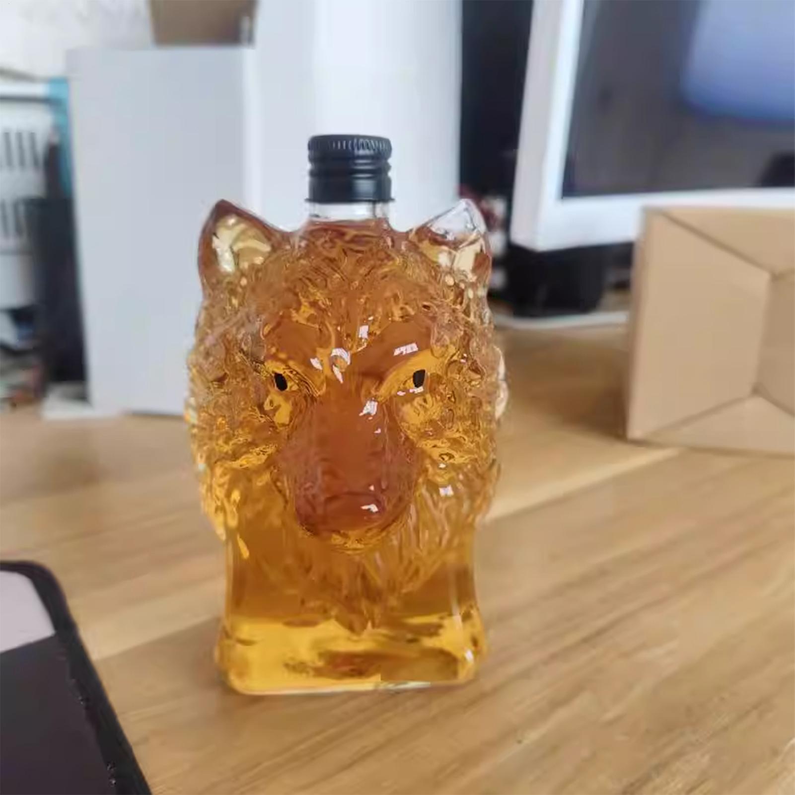 Vintage Collectible Glass - Whiskey Bottle Wolf Shape Wine Cup