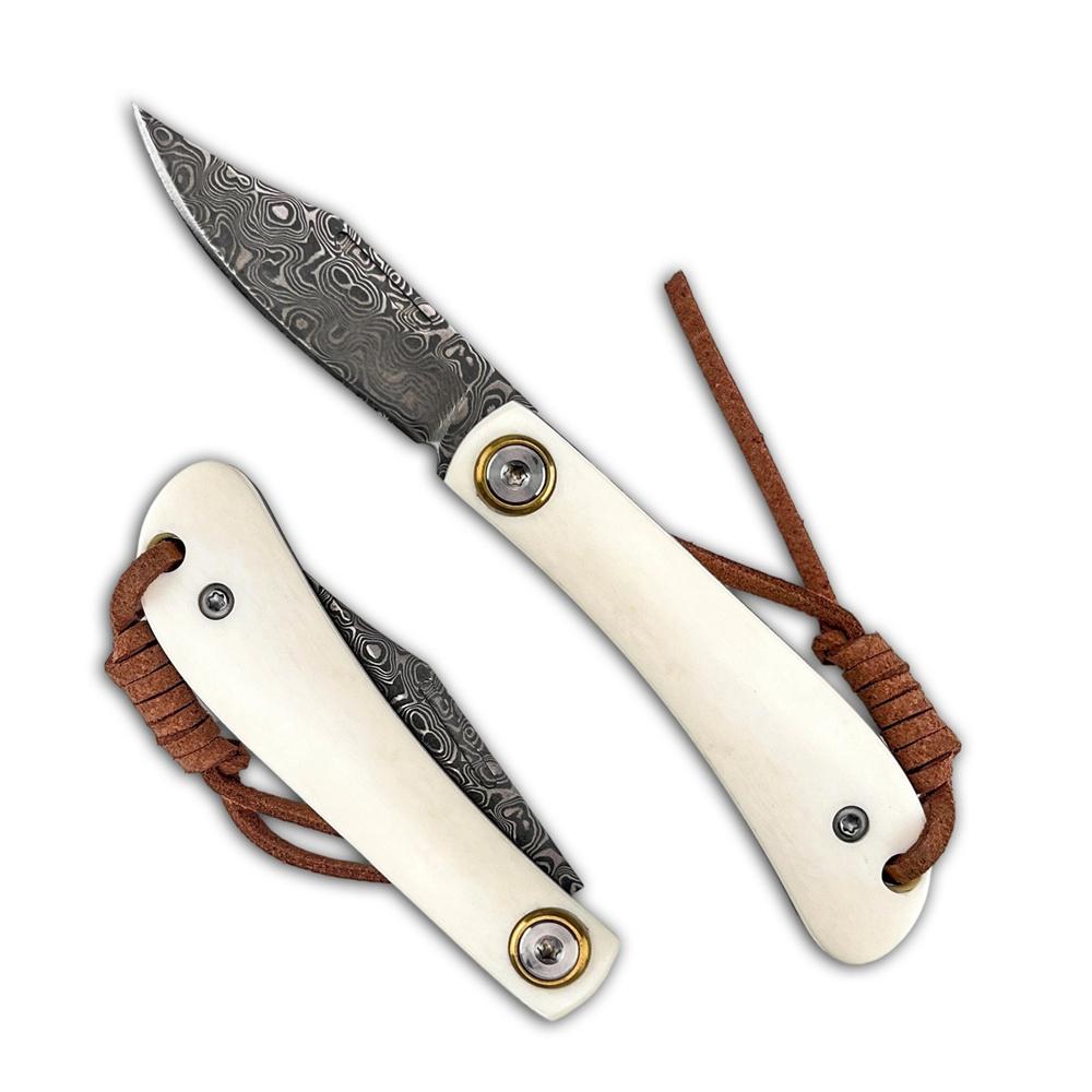 Vintage Collectible Knife - Compact Vintage Damascus Folding Pocket EDC