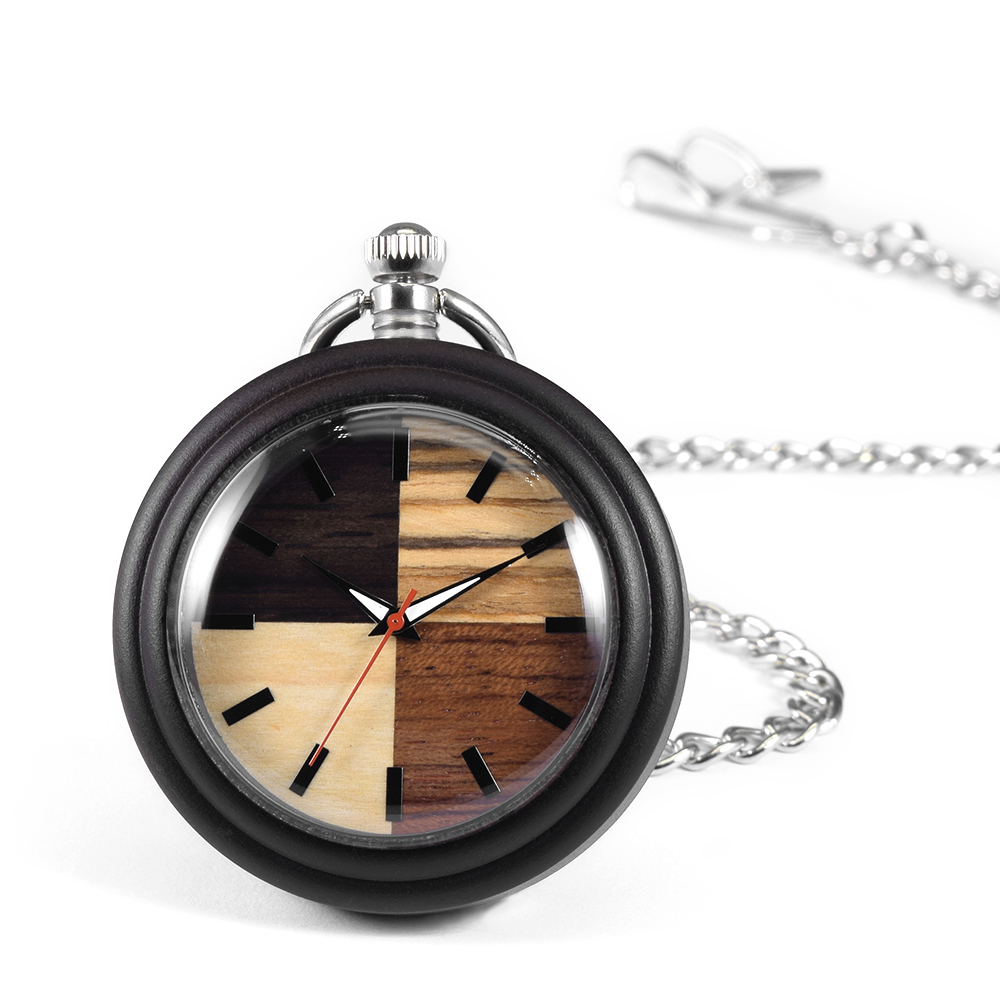 Vintage Collectible Glass - Vintage Collectible Wood Quartz Pocket Watch