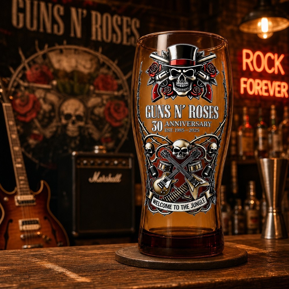 Vintage Collectible Glass - Guns N' Roses Memorial Beer Mug