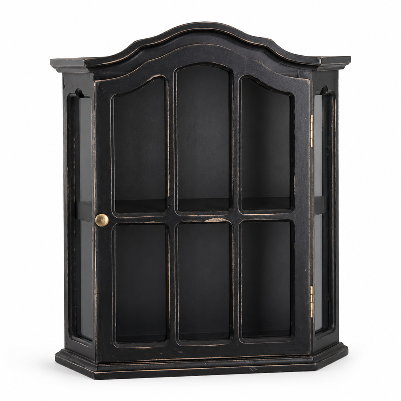 Vintage Collectible Furniture - Vintage Distressed Wood Wall Cabinet with