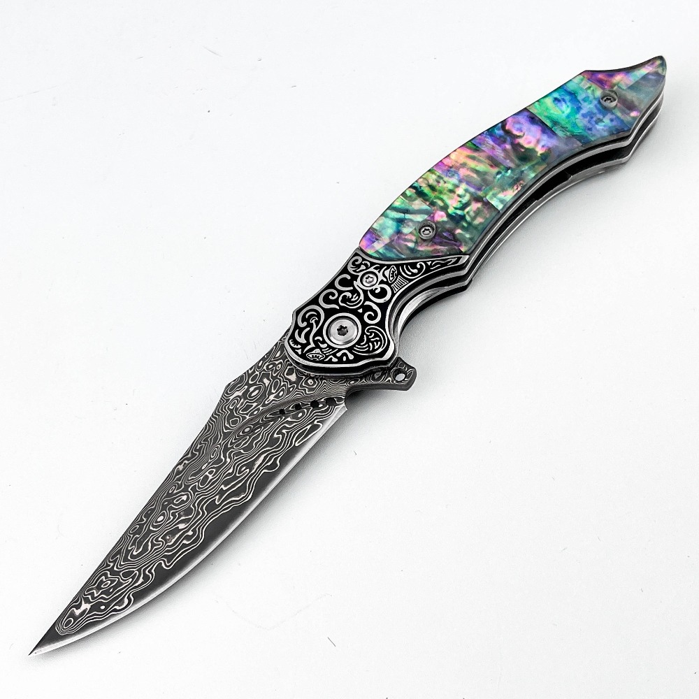 Vintage Collectible Knife - New Vintage Damascus Pattern Blade Folding
