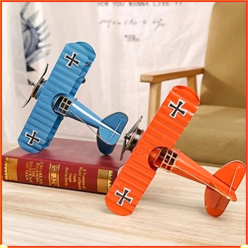 Vintage Collectible Furniture - Vintage Retro Metal Plane Motorcycle Model