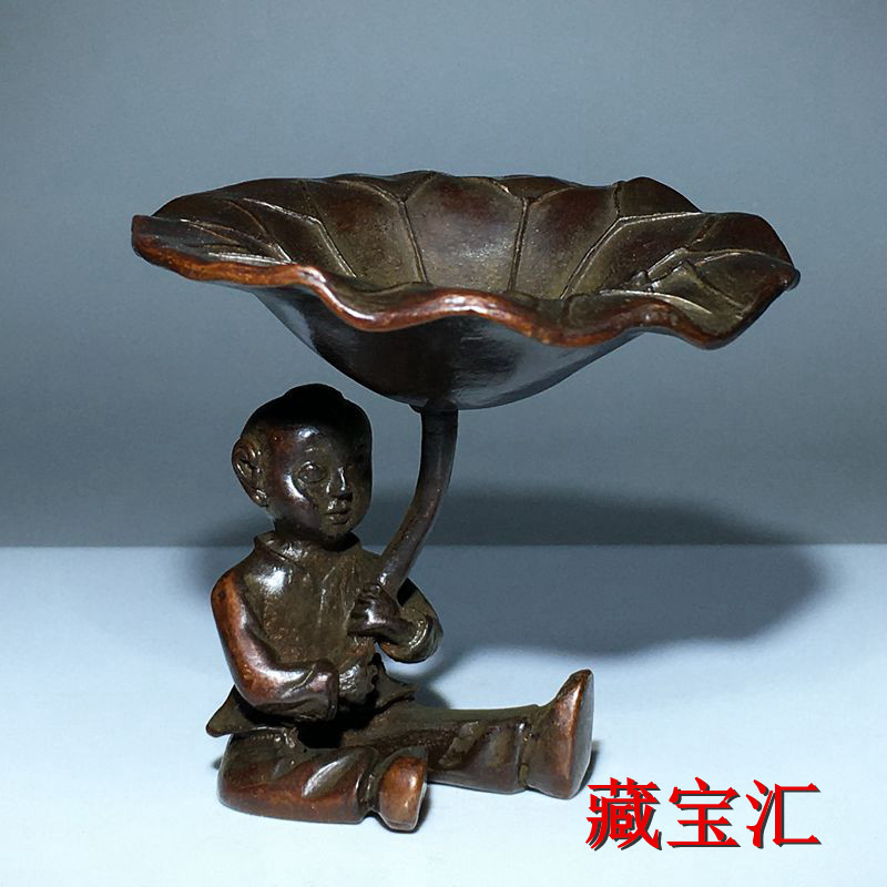 Vintage And Collectible Items - Vintage Antique Lotus Leaf Child Bronze