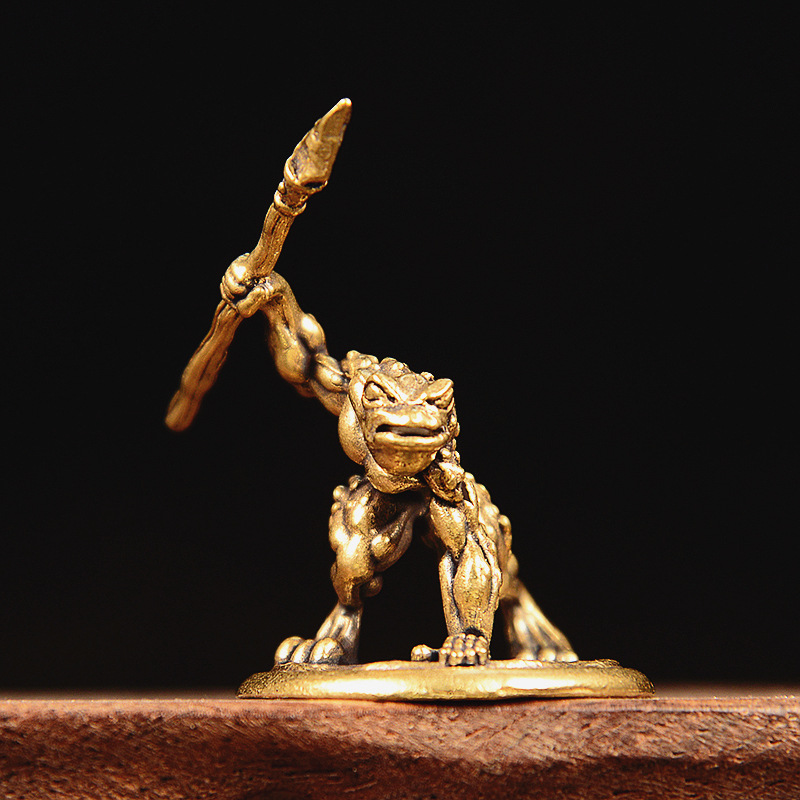 Vintage Brass Frog Warrior Fig - огляд і ціна Vintage Collectible Furniture